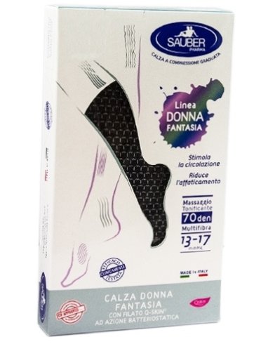 Sauber calza donna fantasia filato q-skin 70 den nero mini scacco bianco taglia g