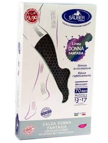 Sauber calza donna fantasia filato q-skin 70 den nero mini scacco bianco taglia p promo