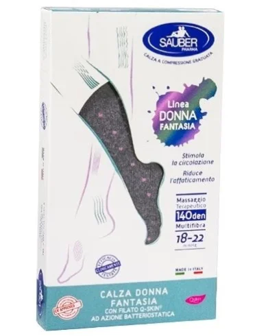 Sauber calza donna fantasia filato q-skin 140 den grigio pois rosa taglia m Sauber calza donna fantasia filato q-skin 140 den grigio pois rosa taglia m