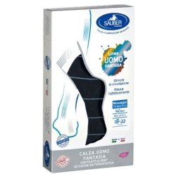 SAUBER CALZA UOMO FANTASIA Q-SKIN 140 DEN BLU RIGA SOTTILE GHIACCIO TAGLIA P