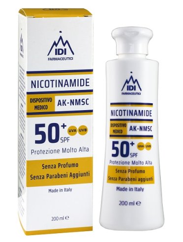 Nicotinamide ak-nmsc spf 50+ crema viso e corpo protezione solare 200 ml
