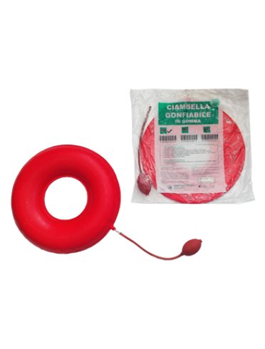 Ciambella gonfiabile per invalidi in gomma rossa team deluxecon pompa 40cm diametro