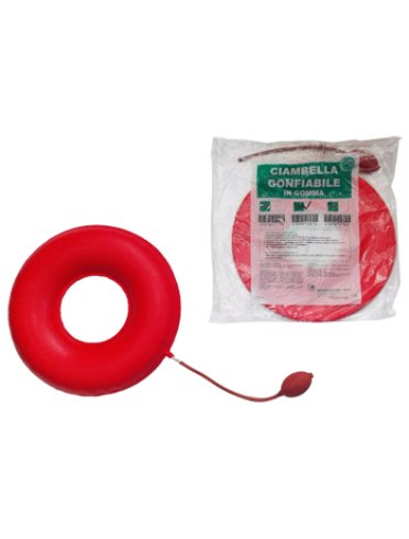 Ciambella gonfiabile per invalidi in gomma rossa team deluxecon pompa 43cm diametro