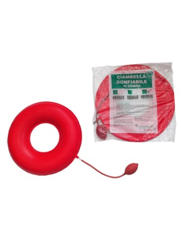 Ciambella gonfiabile per invalidi in gomma rossa team deluxecon pompa 45cm diametro