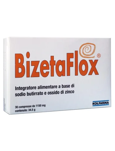 Bizetaflox integratore di sodio butirrato e zinco 30 compresse Bizetaflox integratore di sodio butirrato e zinco 30 compresse