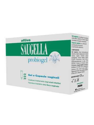 Saugella attiva probiogel cofanetto gel vaginale 30 ml + 6 capsule vaginali