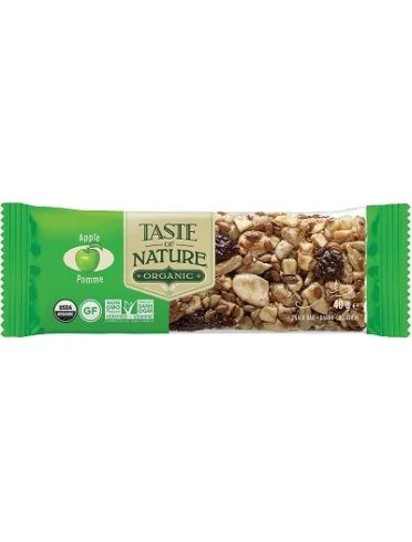 Taste of nature barrette all mele bio vegan ad alto contenuto di fibre 40 g Taste of nature barrette all mele bio vegan ad alto contenuto di fibre 40 g