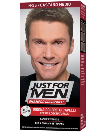 Just for men shampoo colorante h35 castano medio attivatorechiaro 38,5 ml + base colore 27,5 ml
