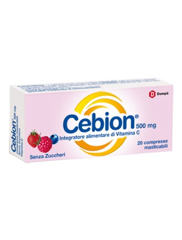 Cebion - integratore di vitamina c 500 mg senza zucchero gusto frutti di bosco - 20 compresse masticabili