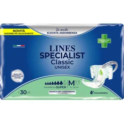 Lines Specialist Classic - Pannolone a Mutandina per Incontinenza Assorbenza Super - Taglia M 30 Pezzi