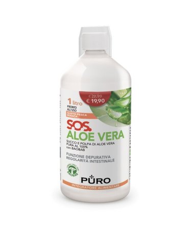 Puro aloe vera succo e polpa 100% + baobab pesca bianca 1 litro