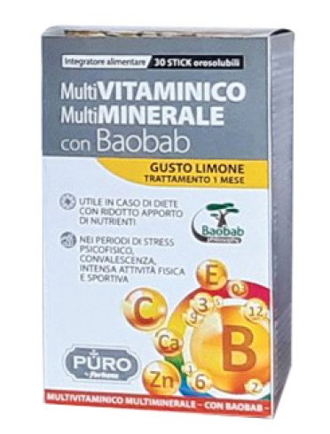 Puro multivitaminico e multiminerale + baobab 30 stick orosolubili