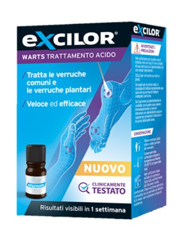 Excilor warts trattamento acido verruche flacone 4 ml + 32 tamponi di cotone monouso