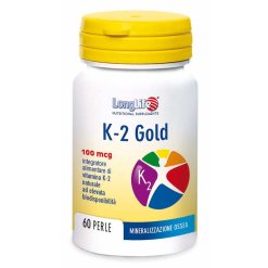 LongLife K-2 Gold 100 mcg - Integratore per la Salute delle Ossa - 60 Perle