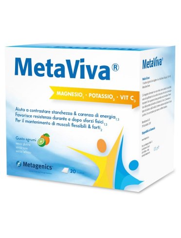 Metaviva - integratore di magnesio e potassio con vitamina c - 20 bustine