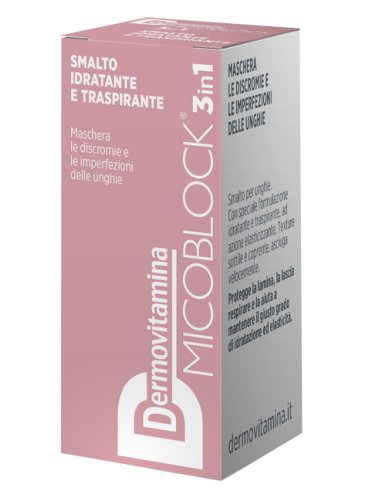 Dermovitamina micoblock 3 in 1 - smalto unghie idratante e traspirante anti-imperfezioni colore nude - 5 ml