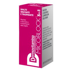 Dermovitamina Micoblock 3 in 1 - Smalto Unghie Idratante e Traspirante Anti-Imperfezioni Colore Fuxia - 5 ml
