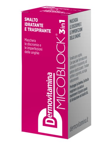 Dermovitamina micoblock 3 in 1 - smalto unghie idratante e traspirante anti-imperfezioni colore fuxia - 5 ml