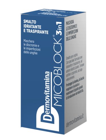 Dermovitamina micoblock 3 in 1 - smalto unghie idratante e traspirante anti-imperfezioni colore blu - 5 ml