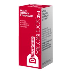 Dermovitamina Micoblock 3 in 1 - Smalto Unghie Idratante e Traspirante Anti-Imperfezioni Colore Rosso - 5 ml