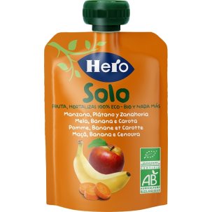 Hero Solo - Frutta Frullata Biologica 100% Gusto Mela Banana Carota - 100 g