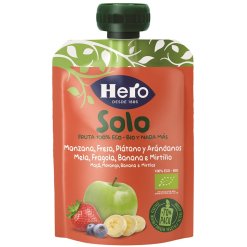 Hero Solo - Frutta Frullata Biologica 100% Gusto Mela Banana Fragola - 100 g