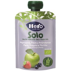 Hero Solo - Frutta Frullata Biologica 100% Gusto Mela Fragola Mirtillo - 100 g