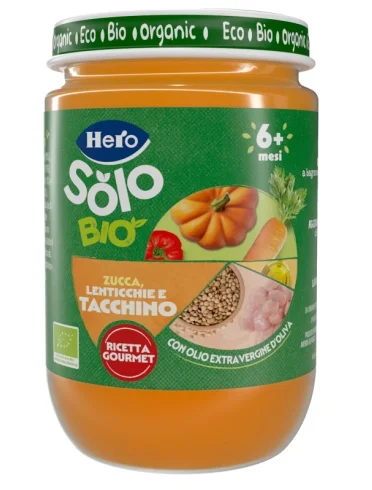 Hero solo omogeneizzato biologico zucca lenticchie e tacchino 190 g Hero solo omogeneizzato biologico zucca lenticchie e tacchino 190 g