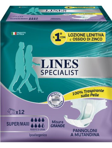 Lines specialist pannolone a mutanda grande 12  pezzi