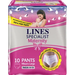 Lines Specialist Maternity - Mutandina Assorbente per Perdite Post Parto - Taglia Large 10 Pezzi