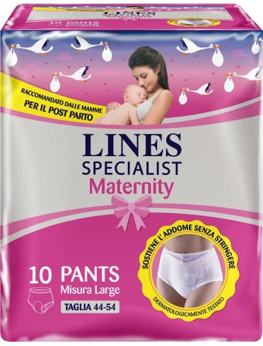 Lines specialist maternity - mutandina assorbente per perdite post parto - taglia large 10 pezzi