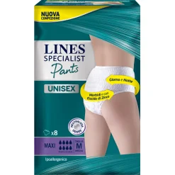 Lines Specialist - Pannolone Mutandina Unisex Assorbenza Maxi - Taglia M 8 Pezzi