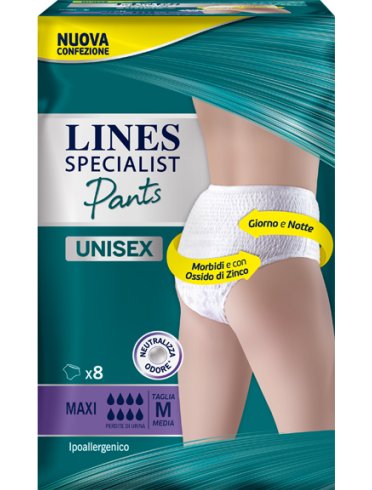 Lines specialist - pannolone mutandina unisex assorbenza maxi - taglia m 8 pezzi