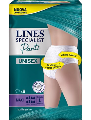 Lines specialist pants maxi l x 8 pannolone mutandina indossabile come normale biancheria tipo pull-on