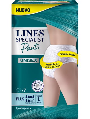 Lines specialist pants - pannoloni unisex per incontinenza assorbenza plus - taglia l 7 pezzi