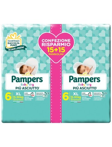 Pampers baby dry - pannolini duo downcount taglia 6 - 30 pezzi 