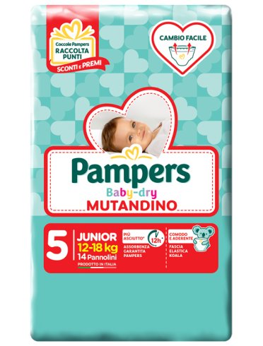 Pampers baby dry mutandino - pannolini junior taglia 5 - 14 pezzi