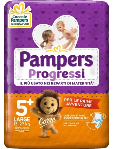 Pampers progressi 5+ large pannolini 13-27kg 19 pezzi Pampers progressi 5+ large pannolini 13-27kg 19 pezzi