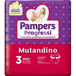 Pampers Progressi - Pannolini Mutandino Midi Taglia 3 - 21 Pezzi