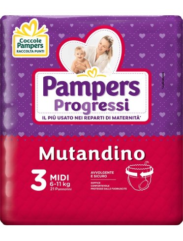 Pampers Progressi - Pannolini Mutandino Midi Taglia 3 - 21 Pezzi