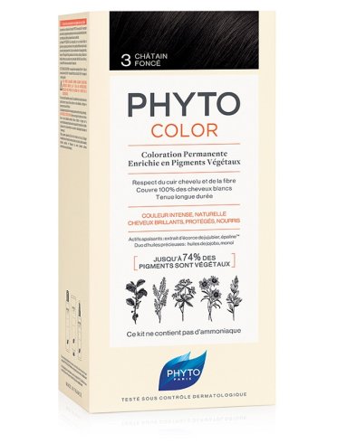Phytocolor 3 castano scuro 1 latte + 1 crema + 1 maschera +1 paio di guanti