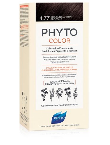 Phytocolor 4,77 castano marrone intenso latte + crema + maschera + 1 paio di guanti