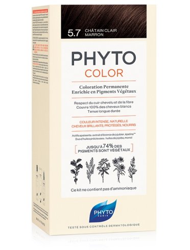 Phytocolor 5,7 castano chiaro tab latte + crema + maschera +1 paio di guanti