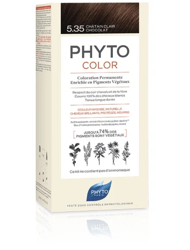 Phytocolor 5,35 castano chiaro cioccolato latte + crema + maschera + foglietto illustrativo + 1 paio di guanti Phytocolor 5,35 castano chiaro cioccolato latte + crema + maschera + foglietto illustrativo + 1 paio di guanti