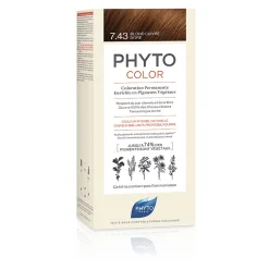 PHYTOCOLOR 7,43 BIONDO RAMATO DORATO LATTE + CREMA + MASCHERA + FOGLIETTO ILLUSTRATIVO + 1 PAIO DI GUANTI