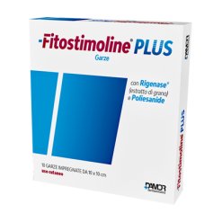 Fitostimoline Plus Garze Trattamento di Ferite 10x10 cm 10 Pezzi