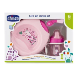 Chicco Set Pappa Rosa per Svezzamento 6m+ 3 Pezzi