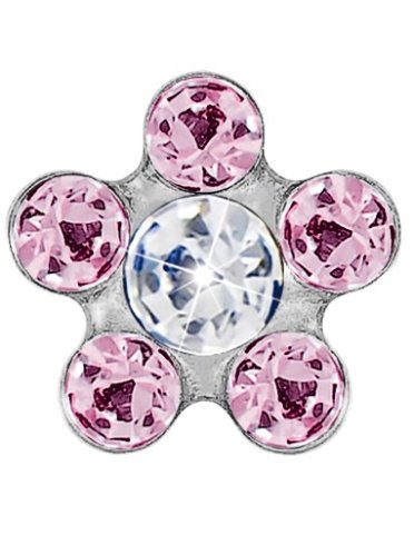 Fiore 6mm rosa/punto cristallo