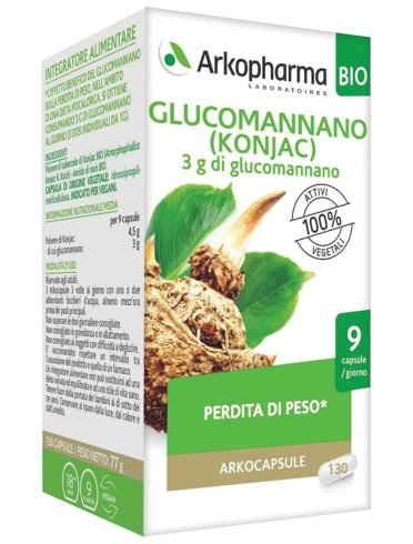 Arkocapsule glucomannano konjac bio - integratore per perdere peso - 130 capsule