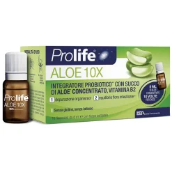 Prolife Aloe 10X - Integratore di Fermenti Lattici e Vitamina B2 - 10 Flaconcini x 8 ml